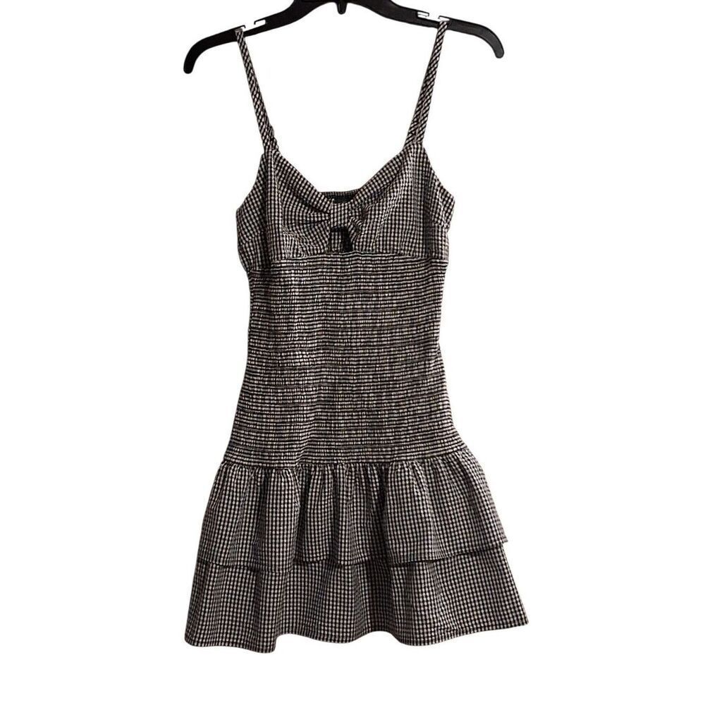 Wild Fable Game Day Womens Ruffled Gingham XS Black Dress Retail 30.00